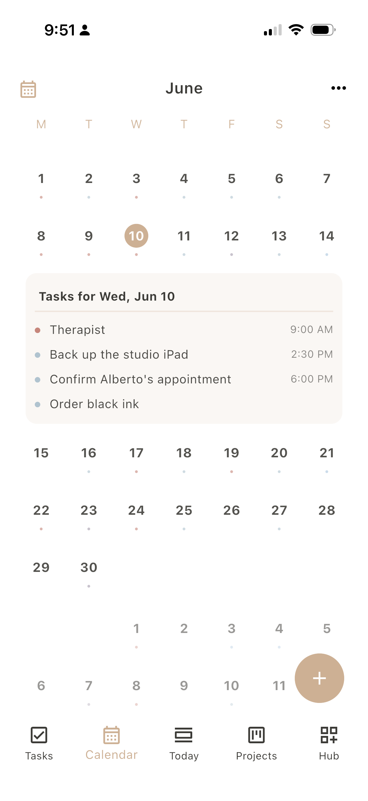 Dayfold Calendar, classic month view