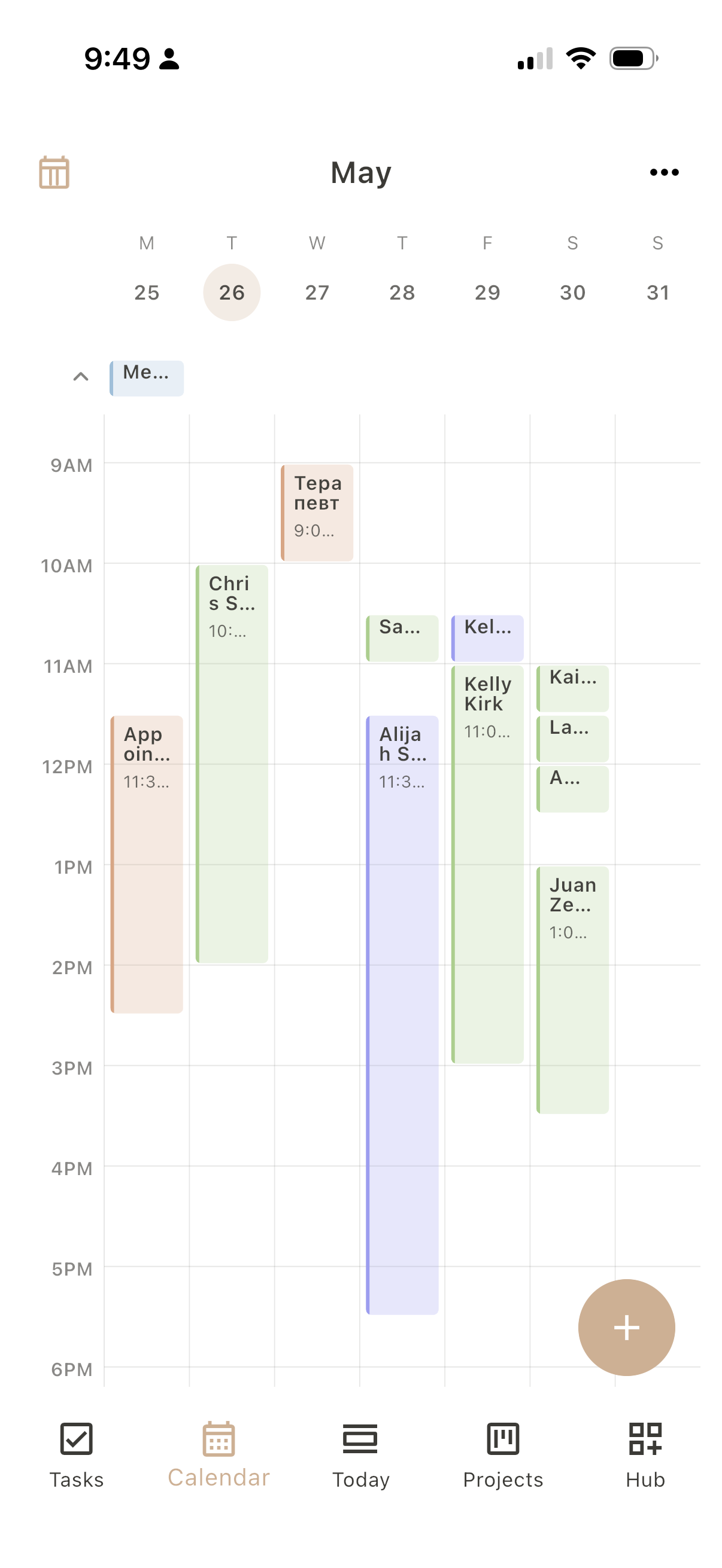 Dayfold Calendar screen