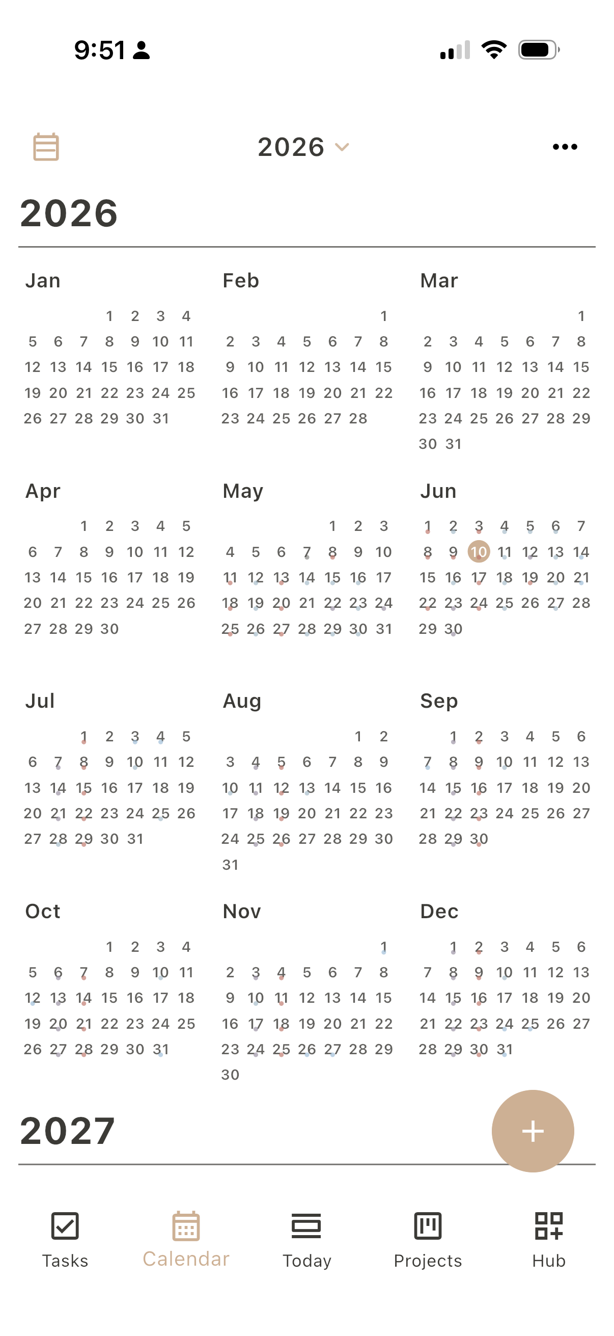 Dayfold Calendar, year view