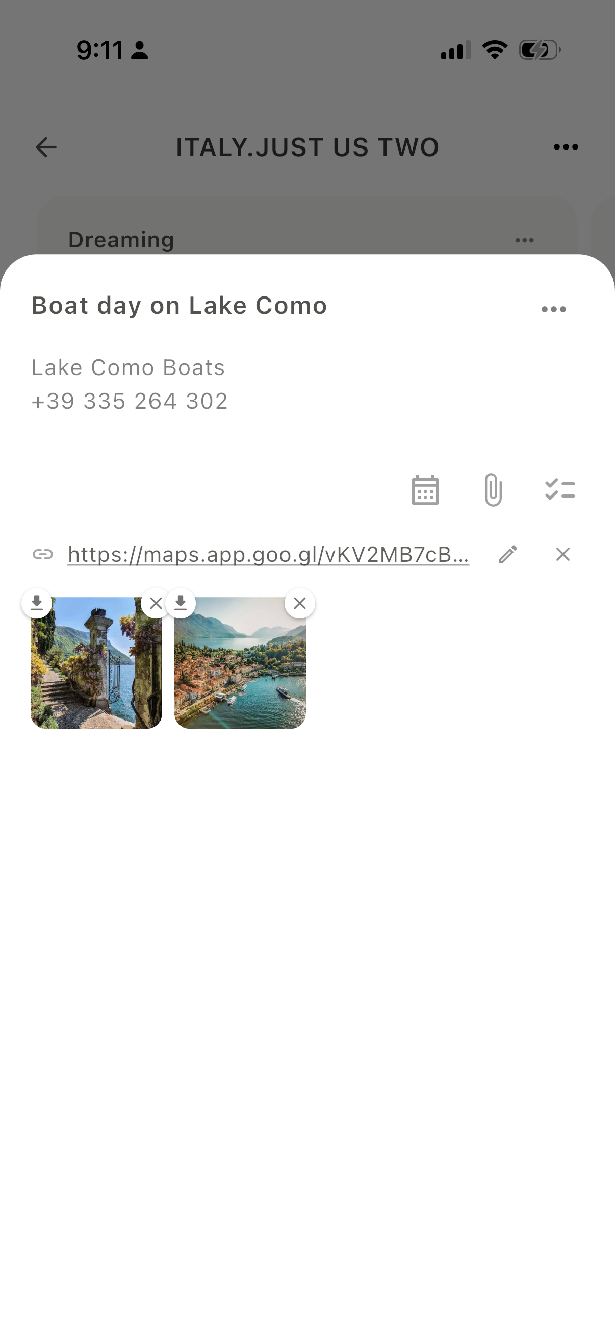 Dayfold Projects, open card with a link and images